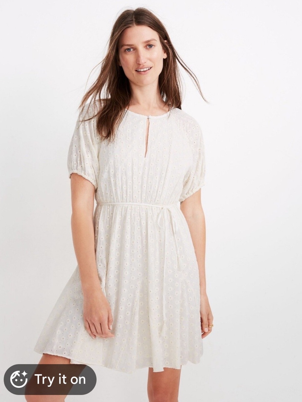 Madewell Cream Tassel Tie Mini Dress